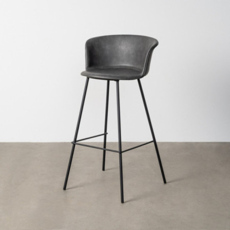 Taburete alto Parma Marrón con patas metálicas negras 44,5 x 93,5 x 48,5 cm