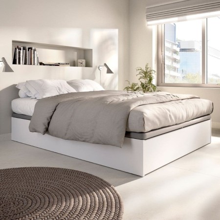 Cama canapé abatible con zapatero Lan - Blanco - 150 x 32 x 190 cm