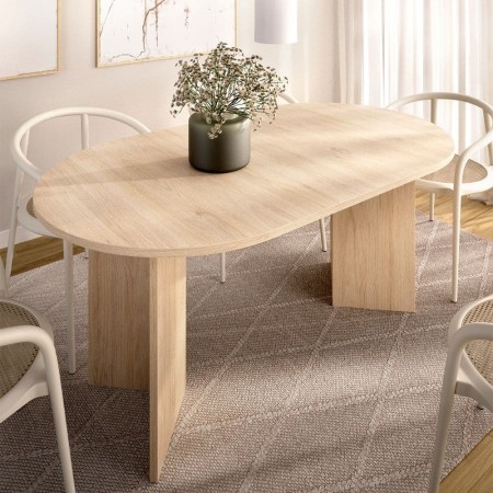 Mesa de comedor ovalada extensible BARI Natural 140/180 cm