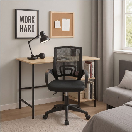 Silla de oficina ergonómica elevable Evora tejido 3D negro estructura blanca 53x88x46 cm