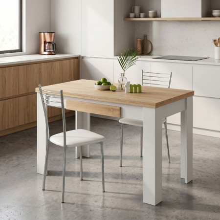 Mesa de cocina extensible libro Gina Roble Canadian - Blanco Artik 110 x 50 cm