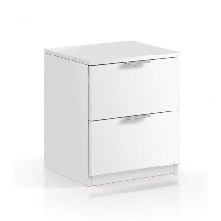Mesita de noche blanca Low Cost 2 cajones 45 x 38 x 33, 5 cm