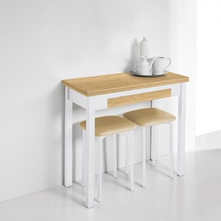 Mesa de Cocina Libro Nube Roble Hércules - Blanca 80 x 77 x 40 cm