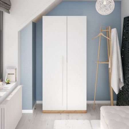 Armario 2 puertas juvenil Noa Roble Nodi - Blanco Artik 90 x 200 x 52 cm