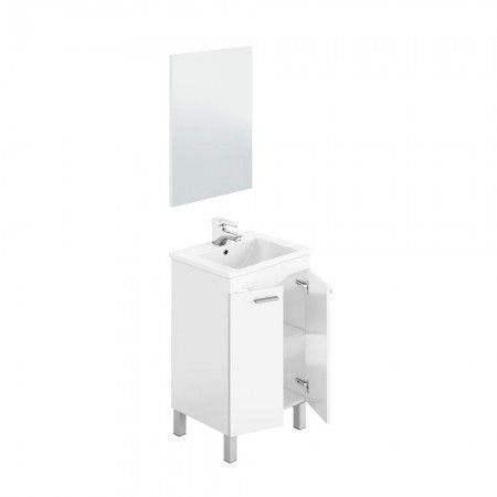 Mueble de baño pequeño con espejo Madrid Koncept 2 puertas Blanco Brillo