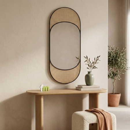 Espejo Natural - Negro Metal Decoración 41 X 1,50 X 99 Cm