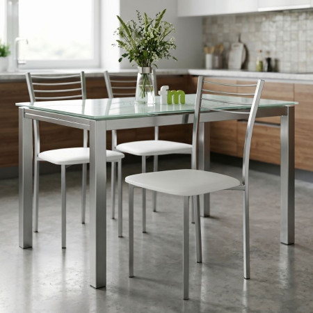 Silla de cocina Colin tapizada PVC Blanco - 42 x 89 x 45 cm