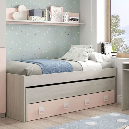 Cama nido doble New Nube Blanco Alpes - Rosa 199 x 96 x 69 cm