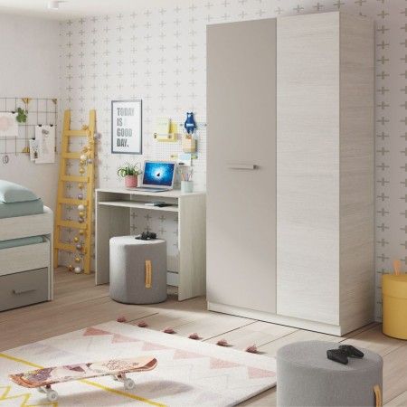 Armario juvenil Blanco Alpes - Basalto Ares Plus 90 x 200 x 52 cm