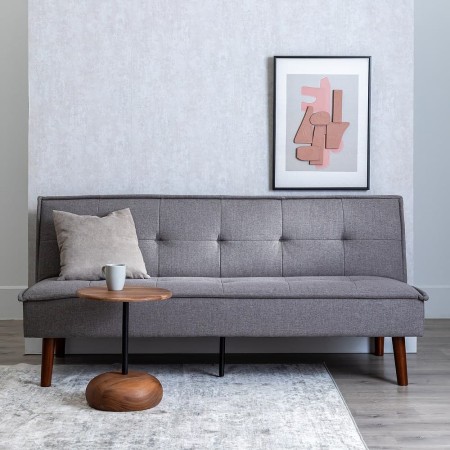 Sofá cama apertura clic-clac tapizado en Chenilla Gris 181 x 102 x 85 cm