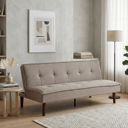 Sofá cama apertura clic-clac tapizado en Chenilla Beige181 x 102 x 85 cm