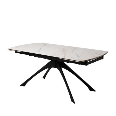 Mesa de comedor extensible Marmolada Beige-Negro 180 x 76 x 90 cm