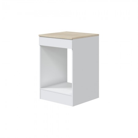 Modulo bajo de cocina para horno 60 cm Kira Blanco Brillo - Roble Canadian 60 x 90 x 60 cm