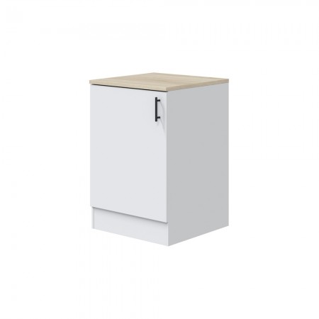 Modulo bajo de cocina 60 cm Kira 1 puerta Blanco Brillo - Roble Canadian 60 x 90 x 60 cm