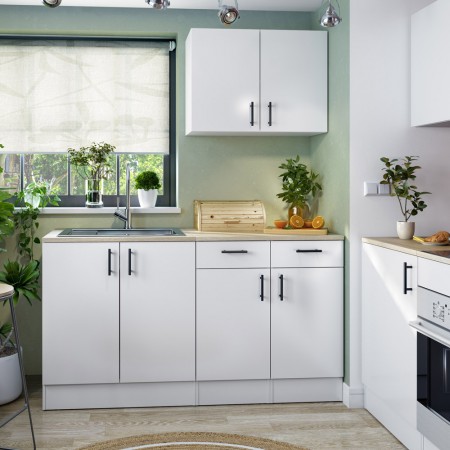 Cocina Modular a medida 160 cm Vigo Kira Blanco Brillo - Roble Canadian 160 x 211 x 60 cm