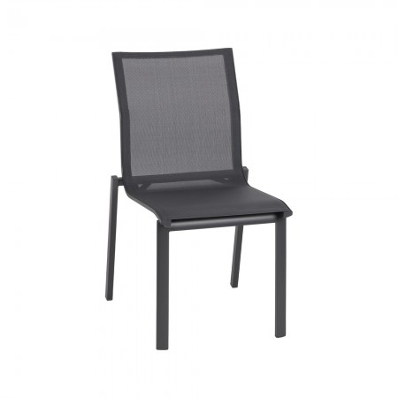 Silla de jardin de aluminio y textileno gris 49x90x62 cm