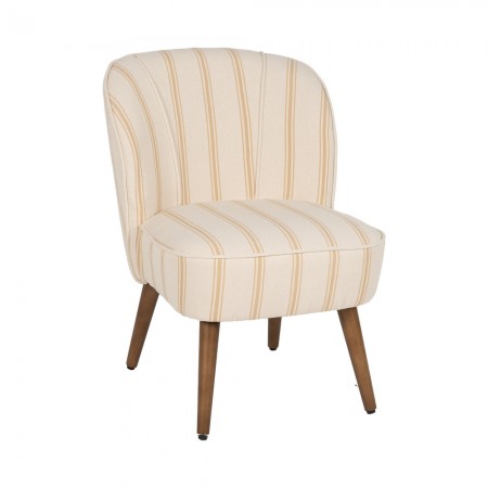 Sillón de madera de Caucho Tapizado rayas Miel 54 x 73 x 64 cm