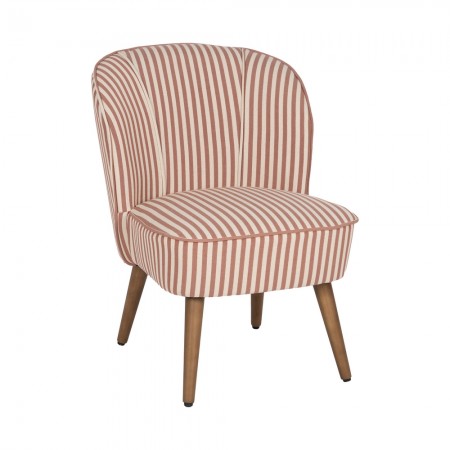 Sillón de madera de Caucho tapizado a rayas Terracota 54 x 73 x 64 cm