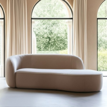Sofá 3 plazas diseño curvo Beige 229 x 76 x 100 cm
