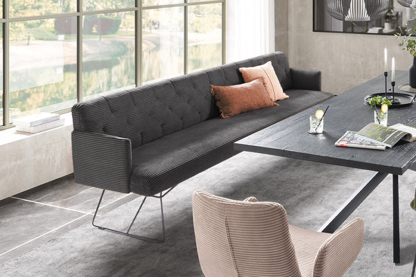 Banco de comedor KAWOLA CHARME Pana gris