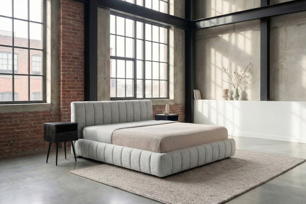 Cama KAWOLA ALIOTTA Cama tapizada Tejido gris