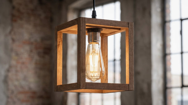 Lámpara colgante KAWOLA TIBESTI, madera marrón