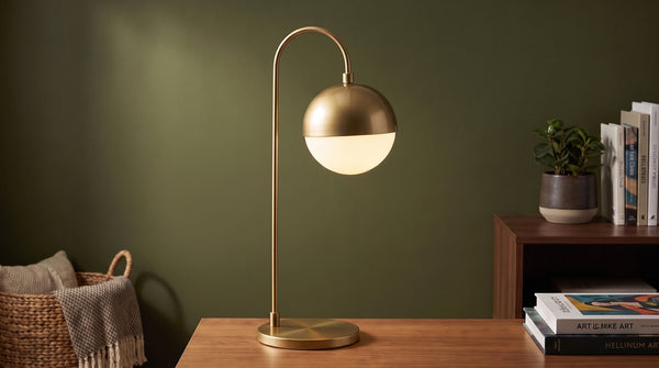 Lámpara de mesa KAWOLA ENORA de cristal dorado